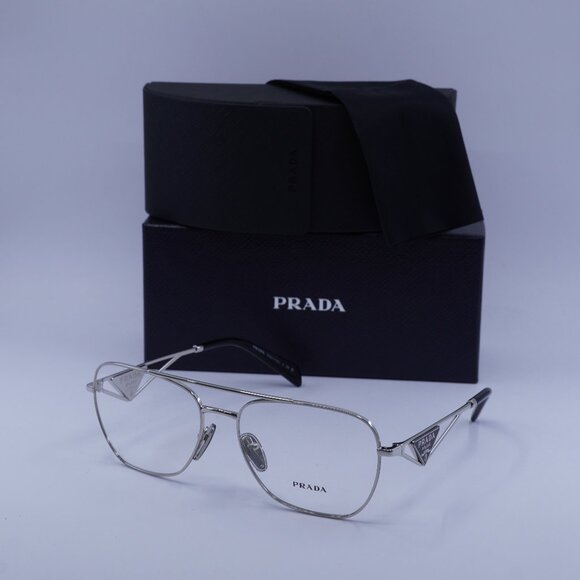 Prada PRB50V 1BC1O1 Aviator Eyeglasses - Silver 59mm - Picture 1 of 9